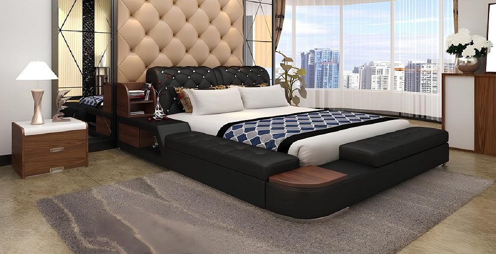 Xlmoebel Polsterbett Luxuriöses, Chesterfield-inspiriertes Doppelbett mit multifunktionaler (Bett B123), Hergestellt in Europa