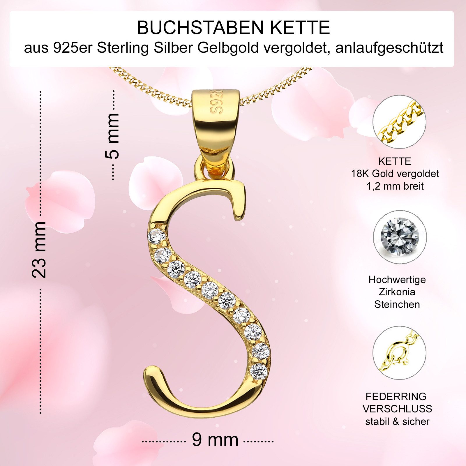 AMERITA Kette mit Anhänger Buchstabe S günstig online kaufen