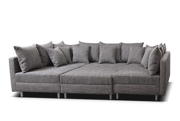 Küchen-Preisbombe Sofa Wohnlandschaft Couch Ecksofa Eckcouch Gewebestoff hellgrau Minsk XXL, Sofa in U-Form mit Hocker