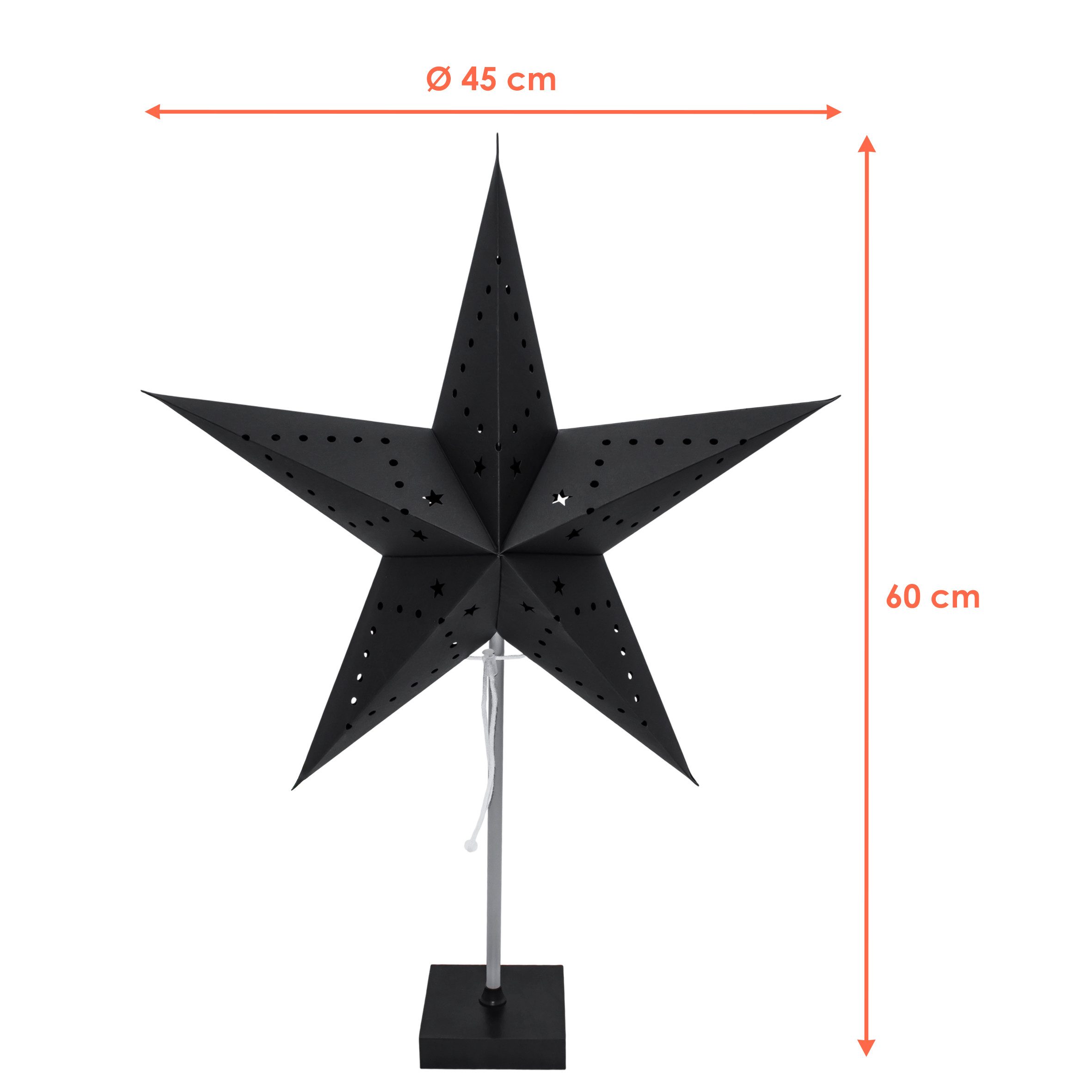 Spetebo LED-Dekofigur Papier Weihnachtsstern Leuchte auf Fuß 60 cm (Anzahl, günstig online kaufen