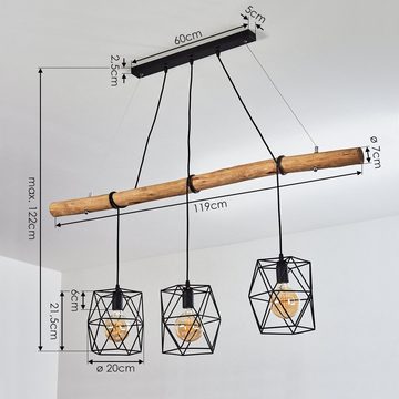 hofstein Pendelleuchte »Porzus« Hängelampe aus Metall/Holz in Schwarz/Braun, ohne Leuchtmittel, 3xE27, moderne