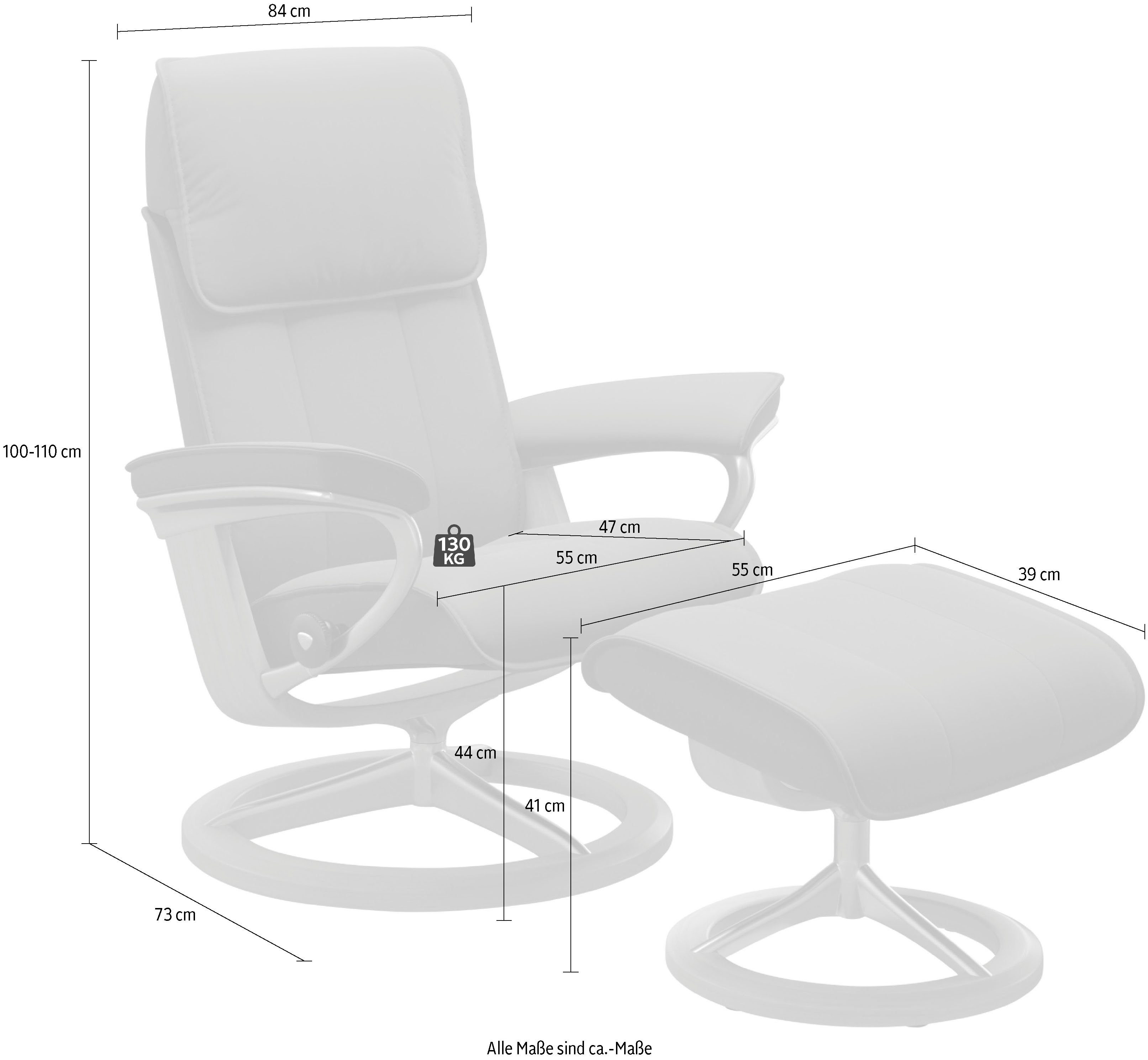 Stressless® Relaxsessel Admiral (Set, M Hocker), Base, mit Signature inkl. Größe grey Braun L, Relaxsessel BATICK Gestell &