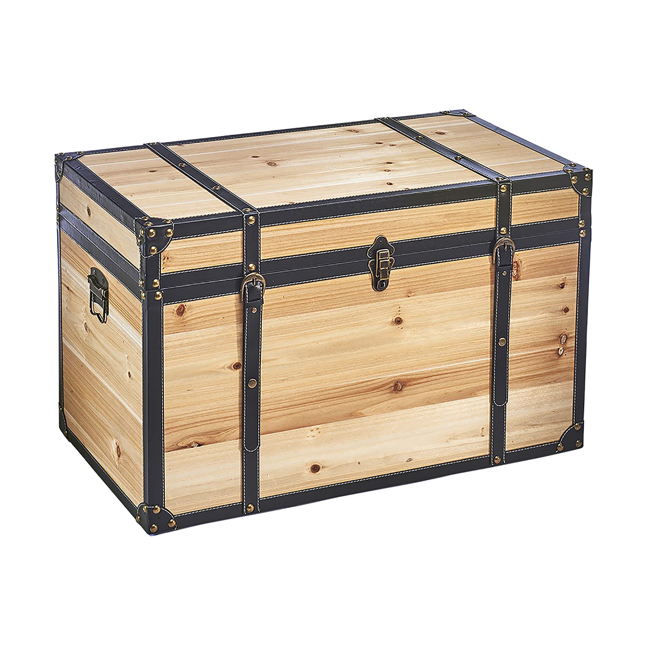 Kobolo Truhe Schatztruhe Holztruhe FLORENCE mit Details Größe L günstig online kaufen