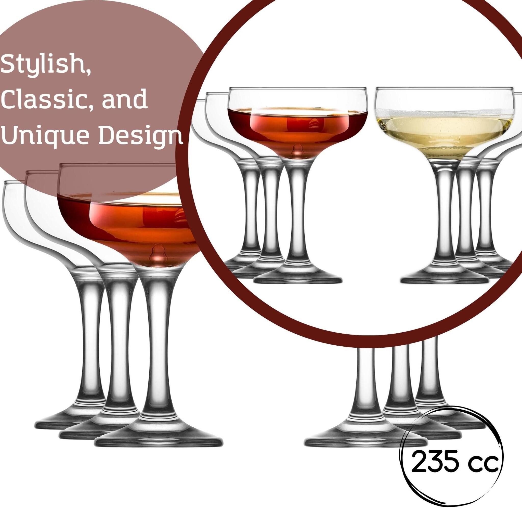 LAV Gläser-Set Misket Champagnergläser, 6-tlg., Glas, 6er Set, 235ml, Ideal für Champagner, Cocktails