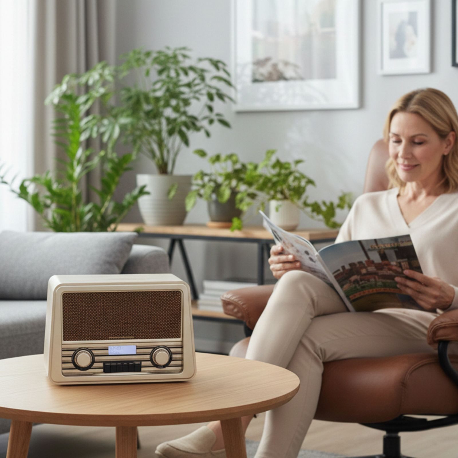 Soundmaster NR920HBR Nostalgie Radio DAB+ UKW-RDS Auto-Scan LCD Festspeicher Digitalradio (DAB) (Digitalradio DAB+, UKW-RDS Radio, 2 W)