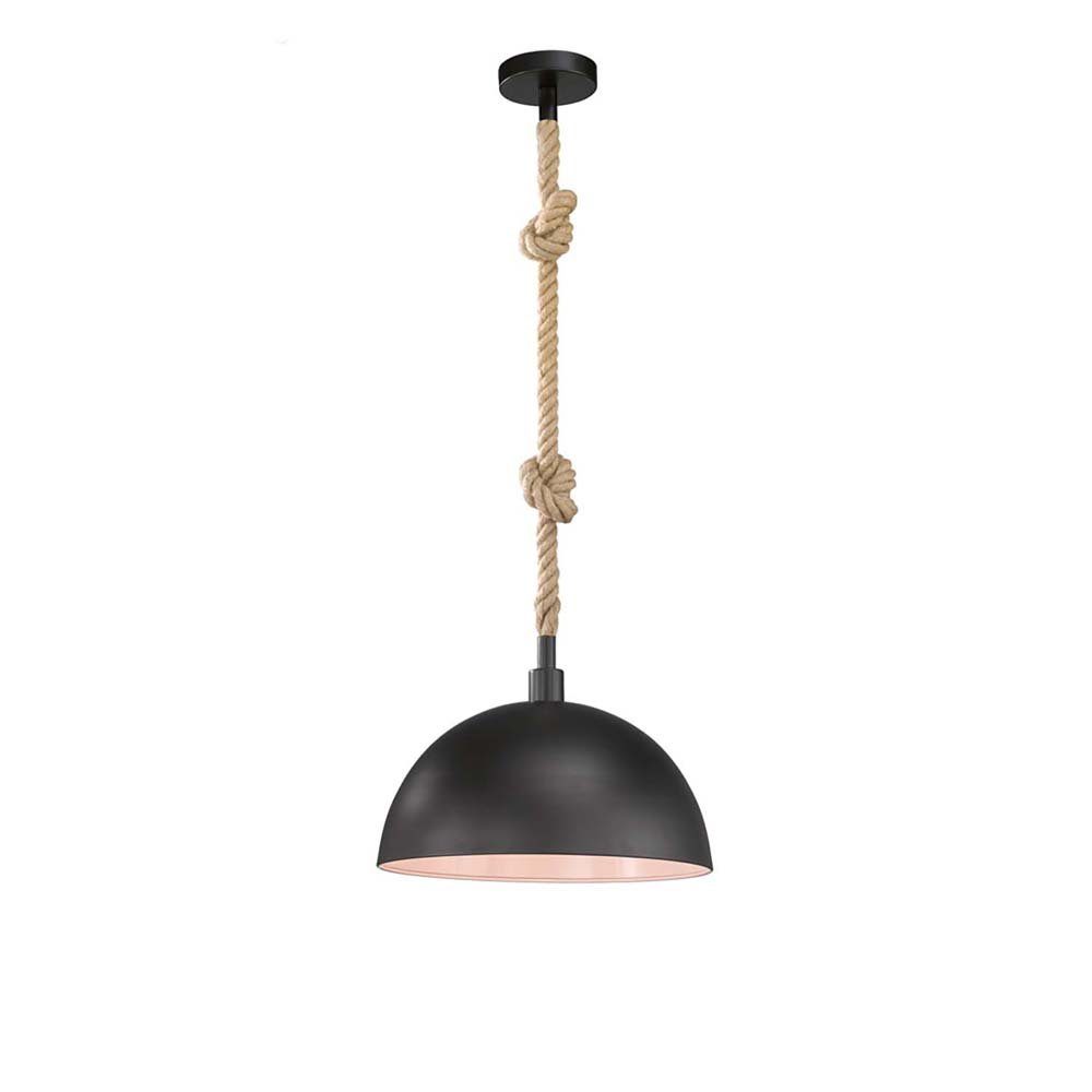 FISCHER & HONSEL Pendelleuchte, Leuchtmittel nicht inklusive, Hängeleuchte Pendellampe Esstischleuchte schwarz Hanfseil Retro