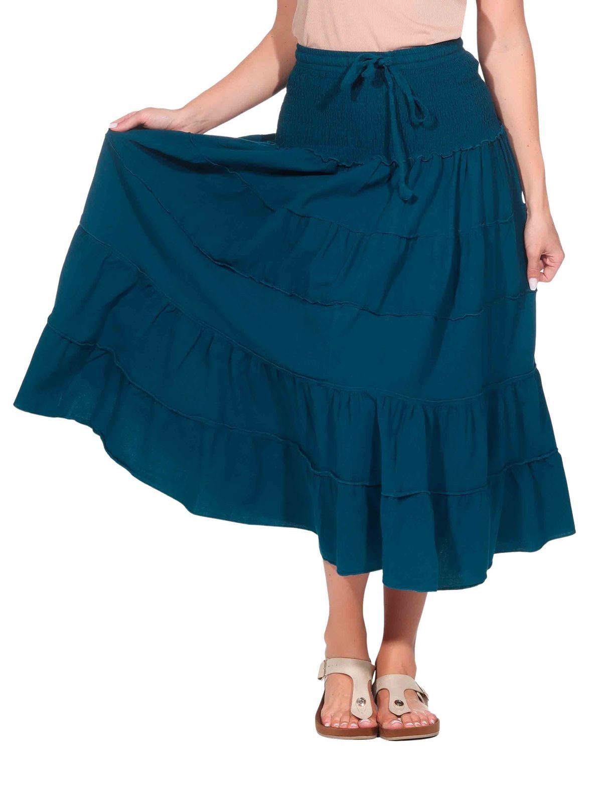 KUNST UND MAGIE Stufenrock Sommerrock Damen Rock Baumwolle – Boho Maxirock günstig online kaufen