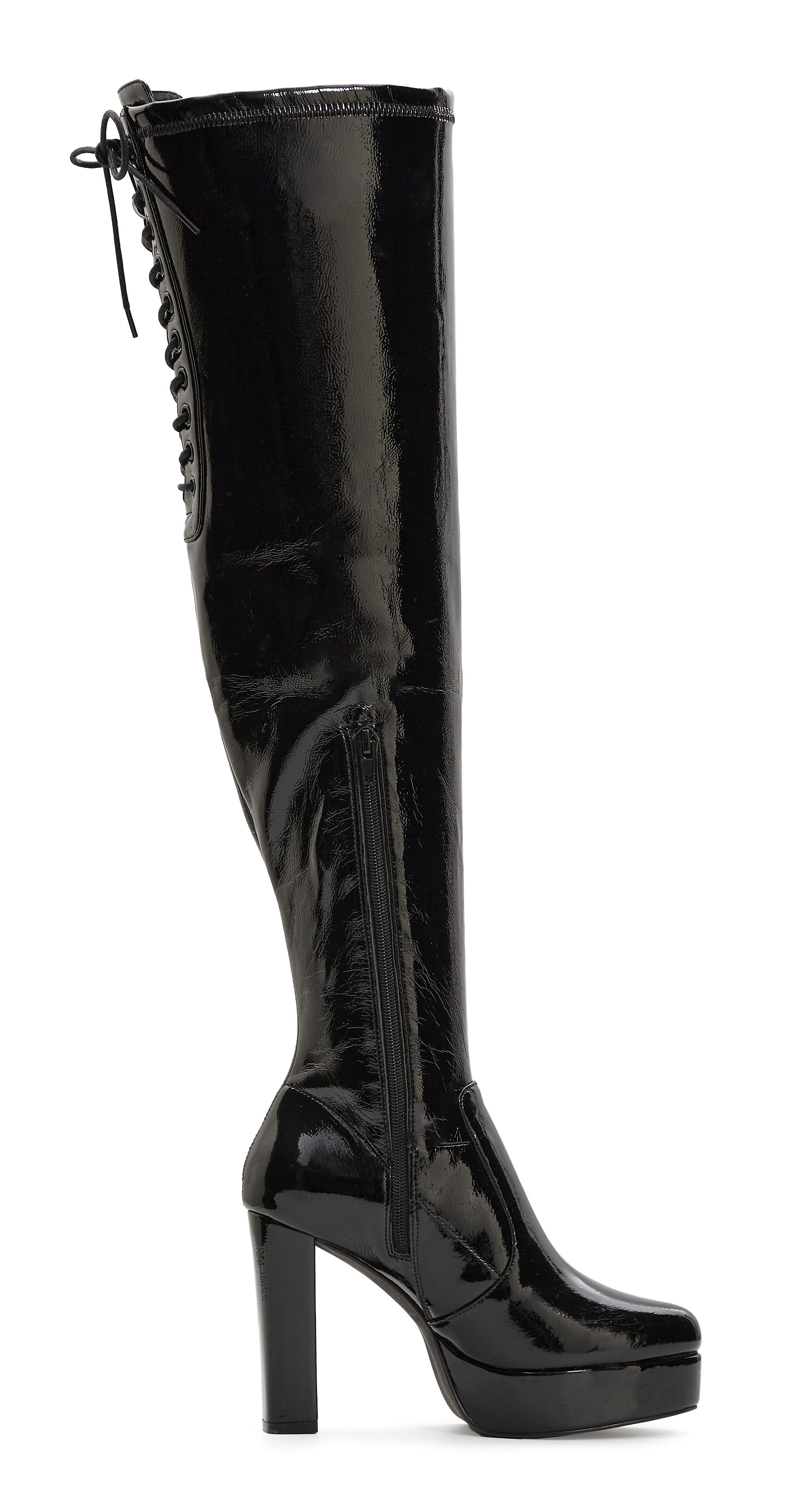 LASCANA Belle Affaire High-Heel-Stiefelette mit Plateau, Overkneestiefel in erotischer Lack-Optik – Bild 5 von 5