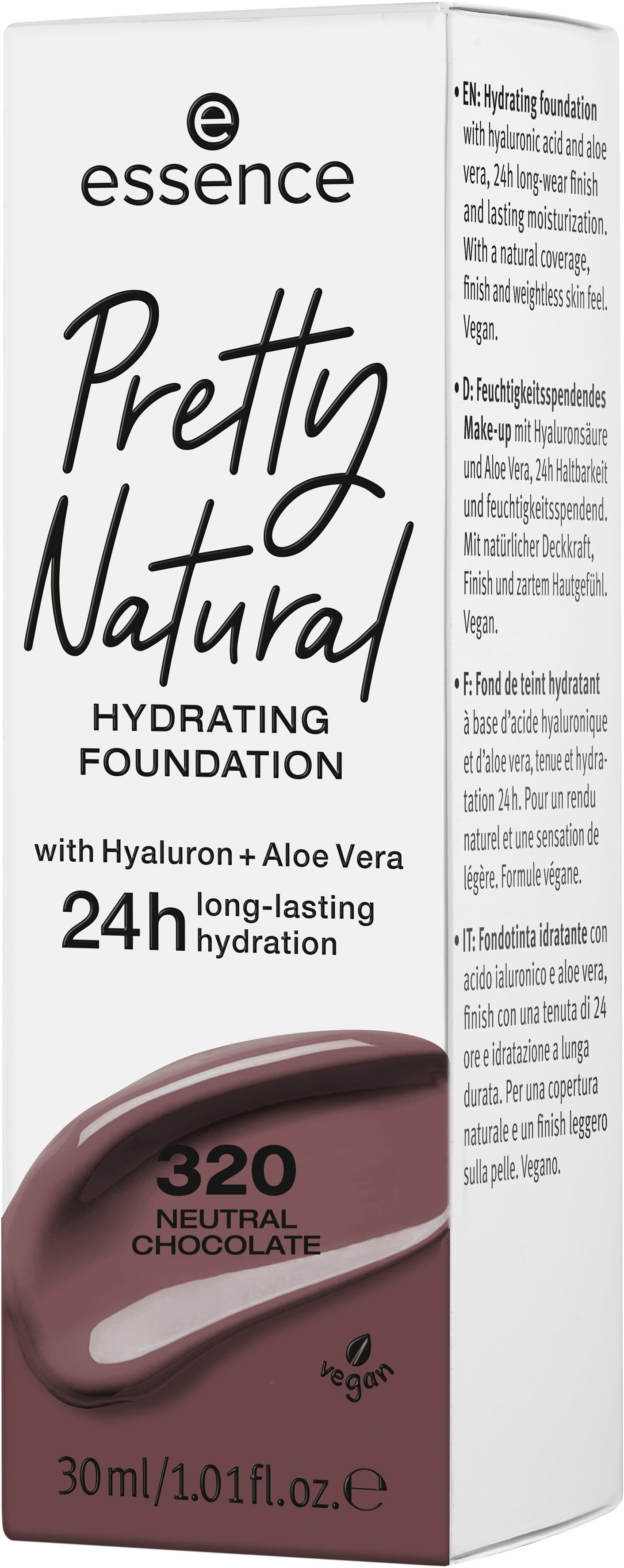 Essence Foundation Pretty Natural HYDRATING, Neutral 3-tlg. Chocolate