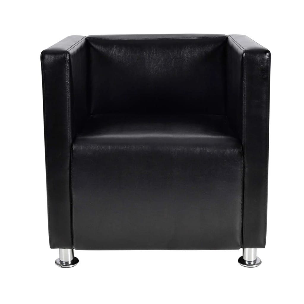 vidaXL Sessel Würfelsessel Schwarz Kunstleder günstig online kaufen