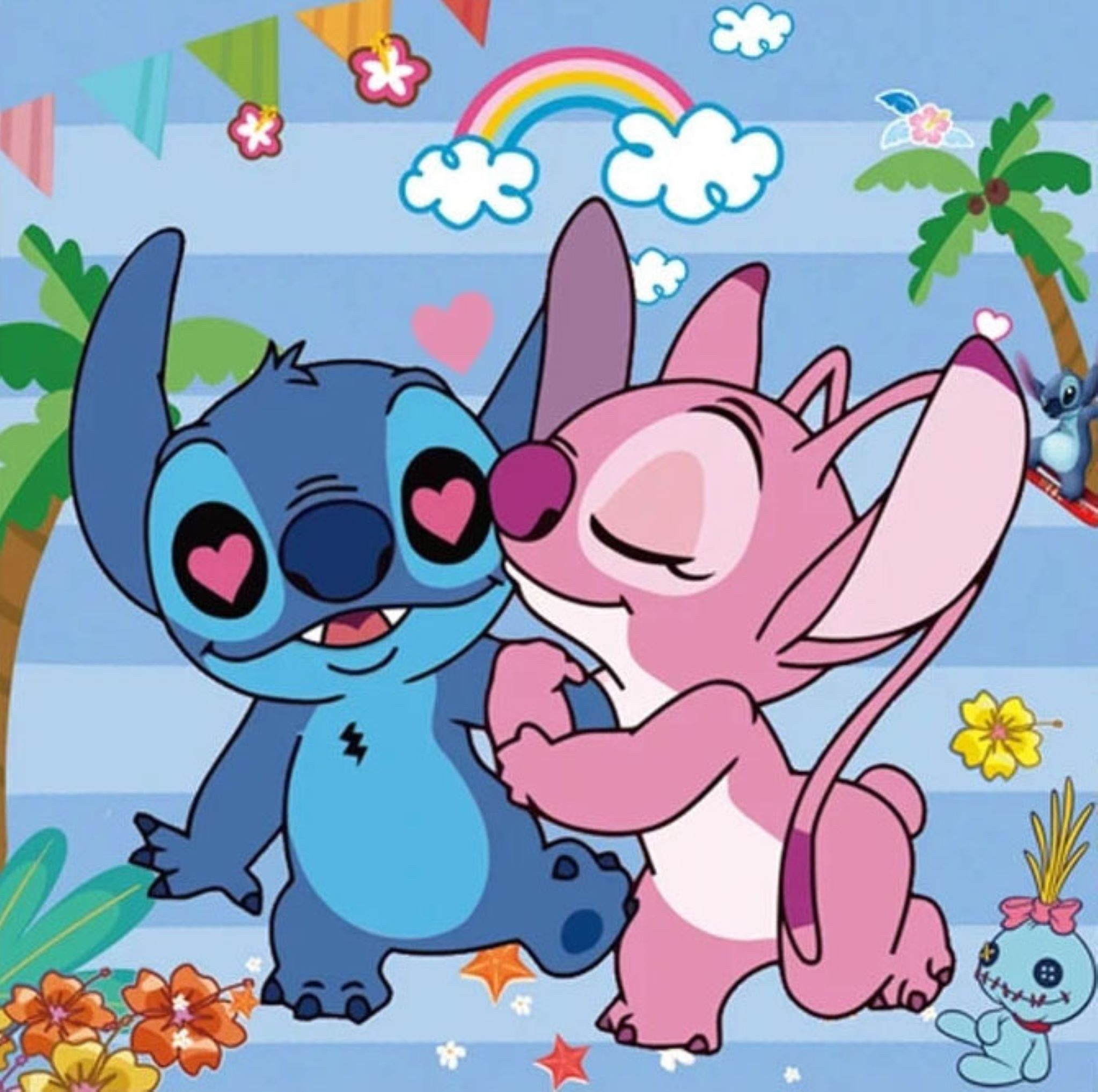 partydeco Papierserviette Stitch und Angel Servietten, 33 cm, 20 Stk., für Geburtstag