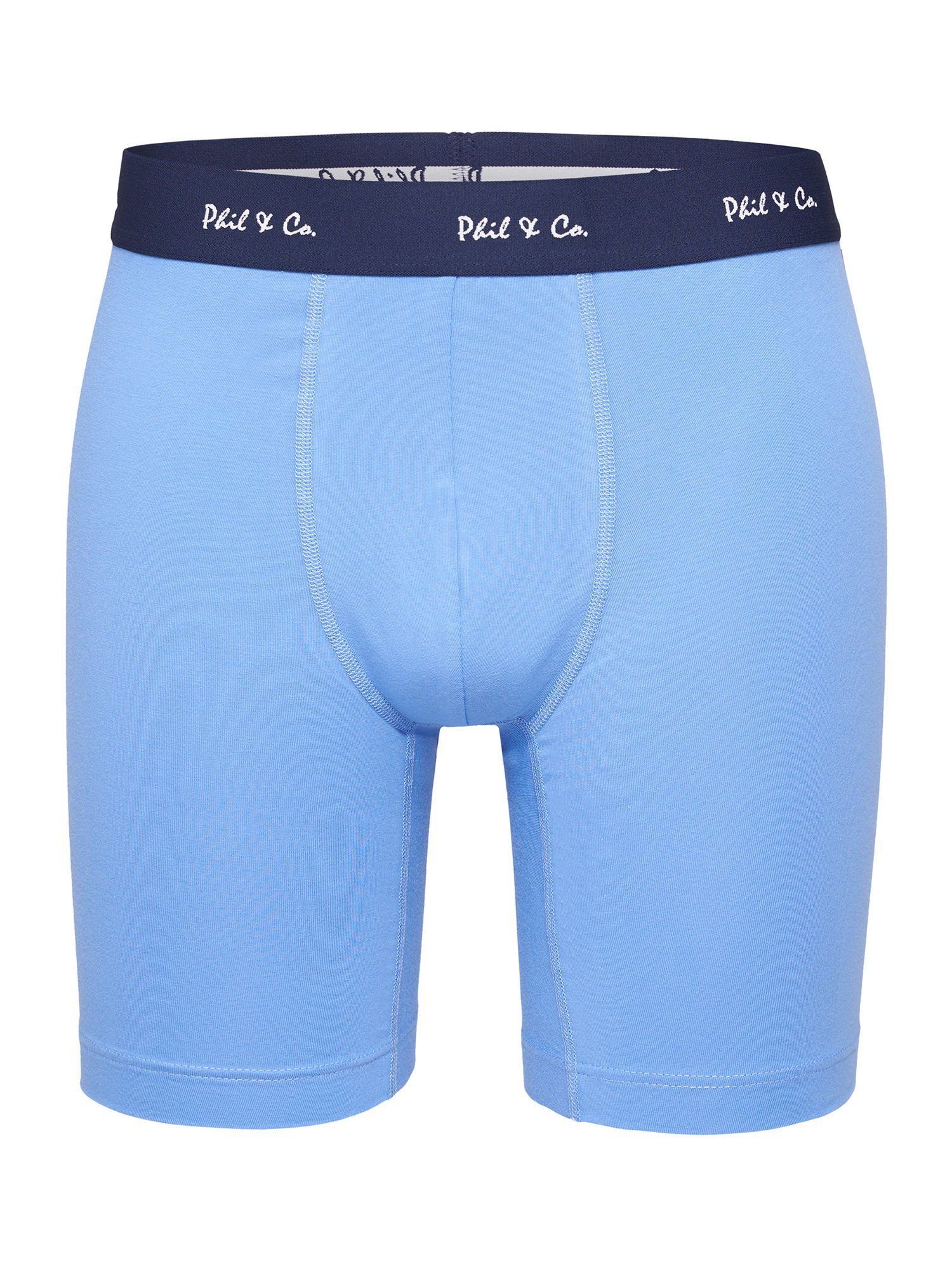 Phil & Co. Langer Boxer Long Boxer Briefs - langes Bein - Jersey - ohne störendes Etikett (3-St) Retroshorts Boxershorts Multipack Mehrpack Baumwolle Herren 3-Pack