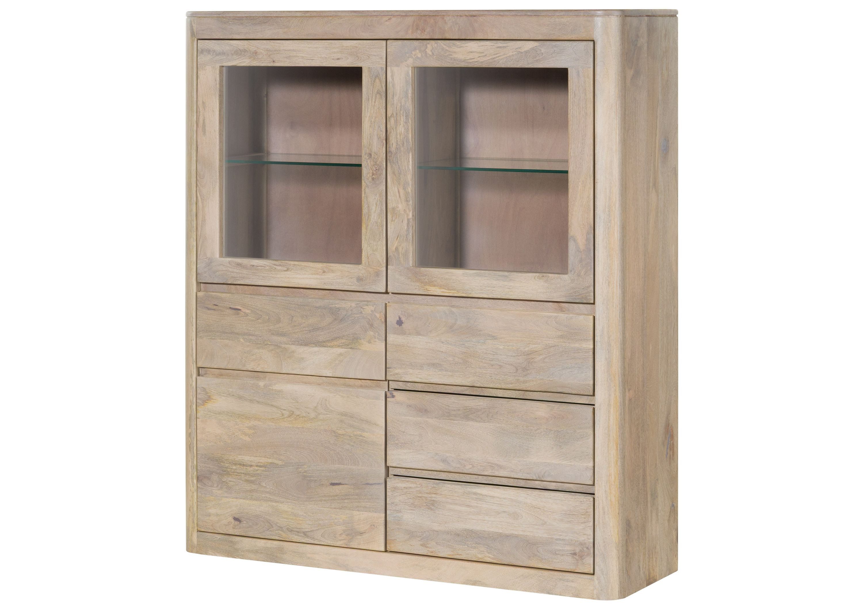Massivmoebel24 Highboard TORONTO (Massivholz), Mango 128x40x145 weiß lackiert TORONTO #303