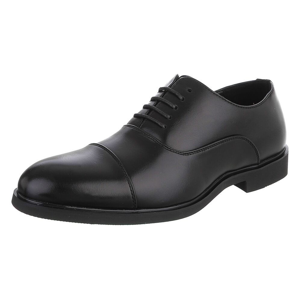 Coolwalk Herrenschnürschuh elegant mit Kappe und Schnürung Schnürschuh (91977252) Blockabsatz Business-Schuhe in Schwarz