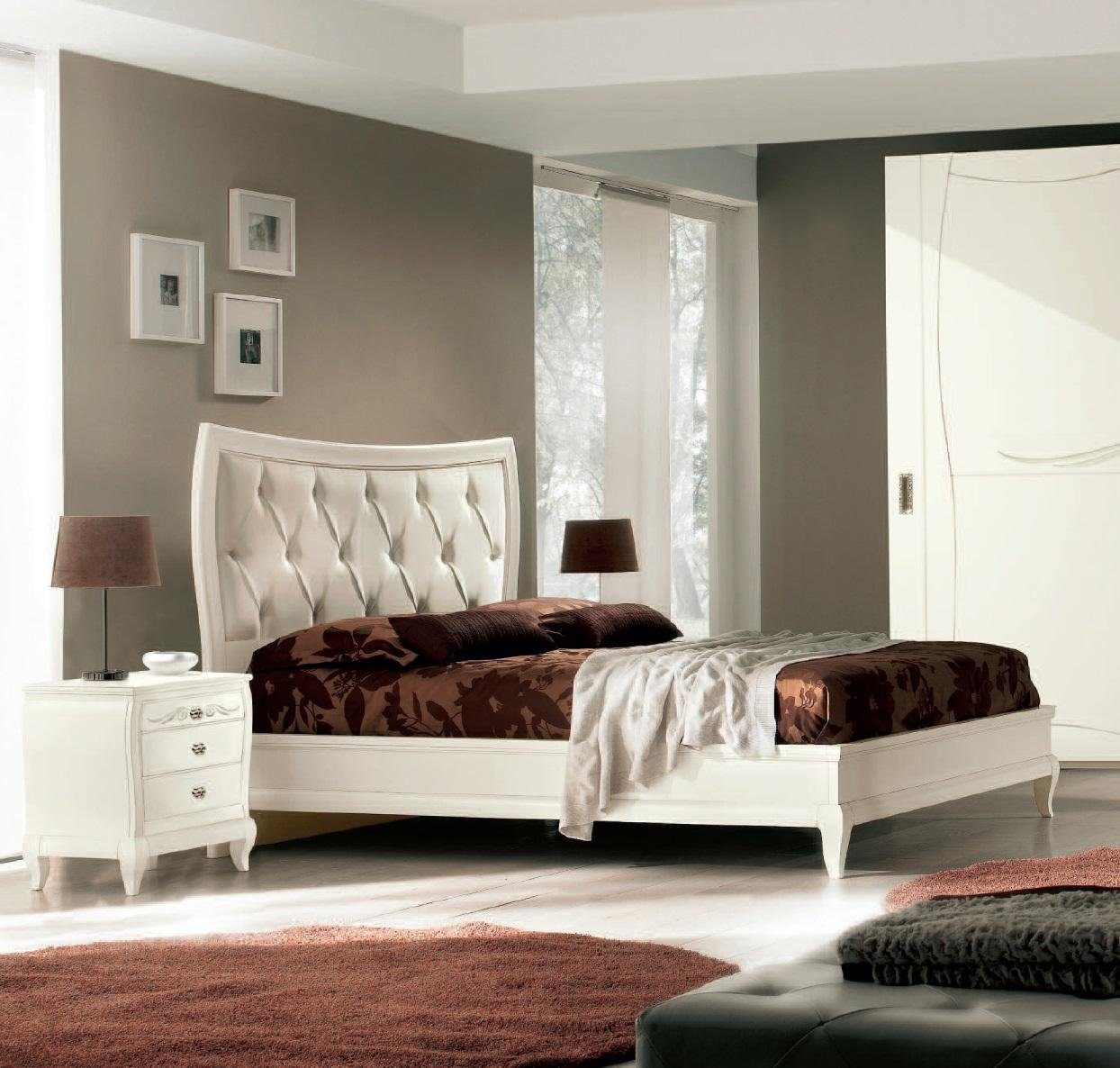 JVmoebel Set Holz Italienische Bett Schlafzimmer Nachttisch 2x Klassische Bett, Bett