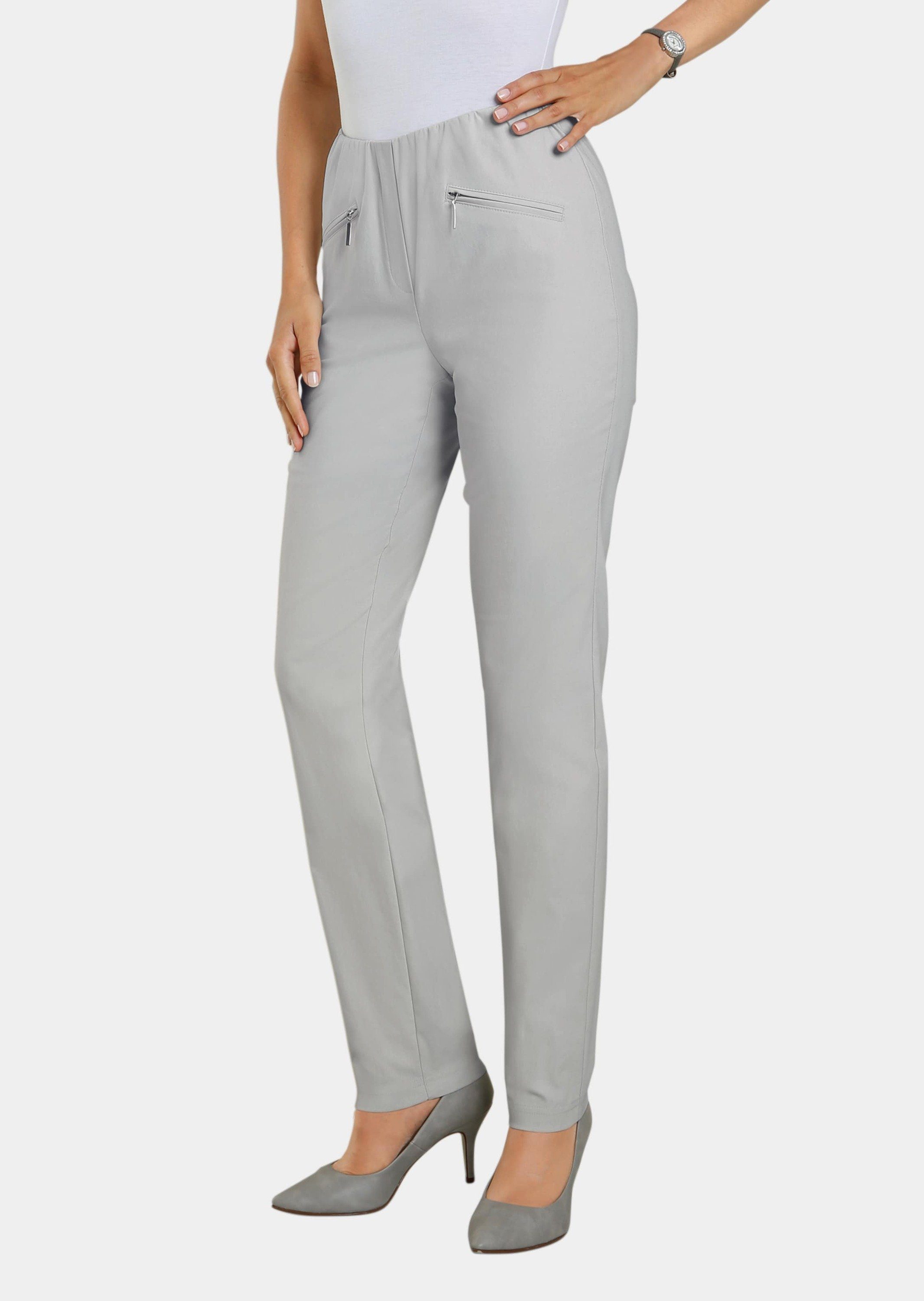 GOLDNER Stoffhose Kurzgröße: Schlupfhose LOUISA mit Steppnähten Komfortable Stretchhose, Slim Fit, mit Taschen