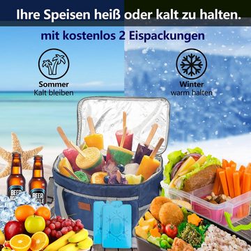 Clanmacy Picknickkorb Kühltasche mit Kühlelemente Picknicktasche Isoliertasche 15L Marine