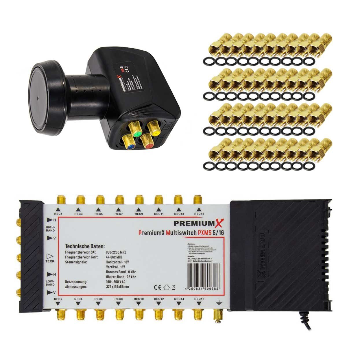 SAT-Multischalter Multischalter Set 5/16 Multiswitch SAT Quattro LNB 40x F-Stecker