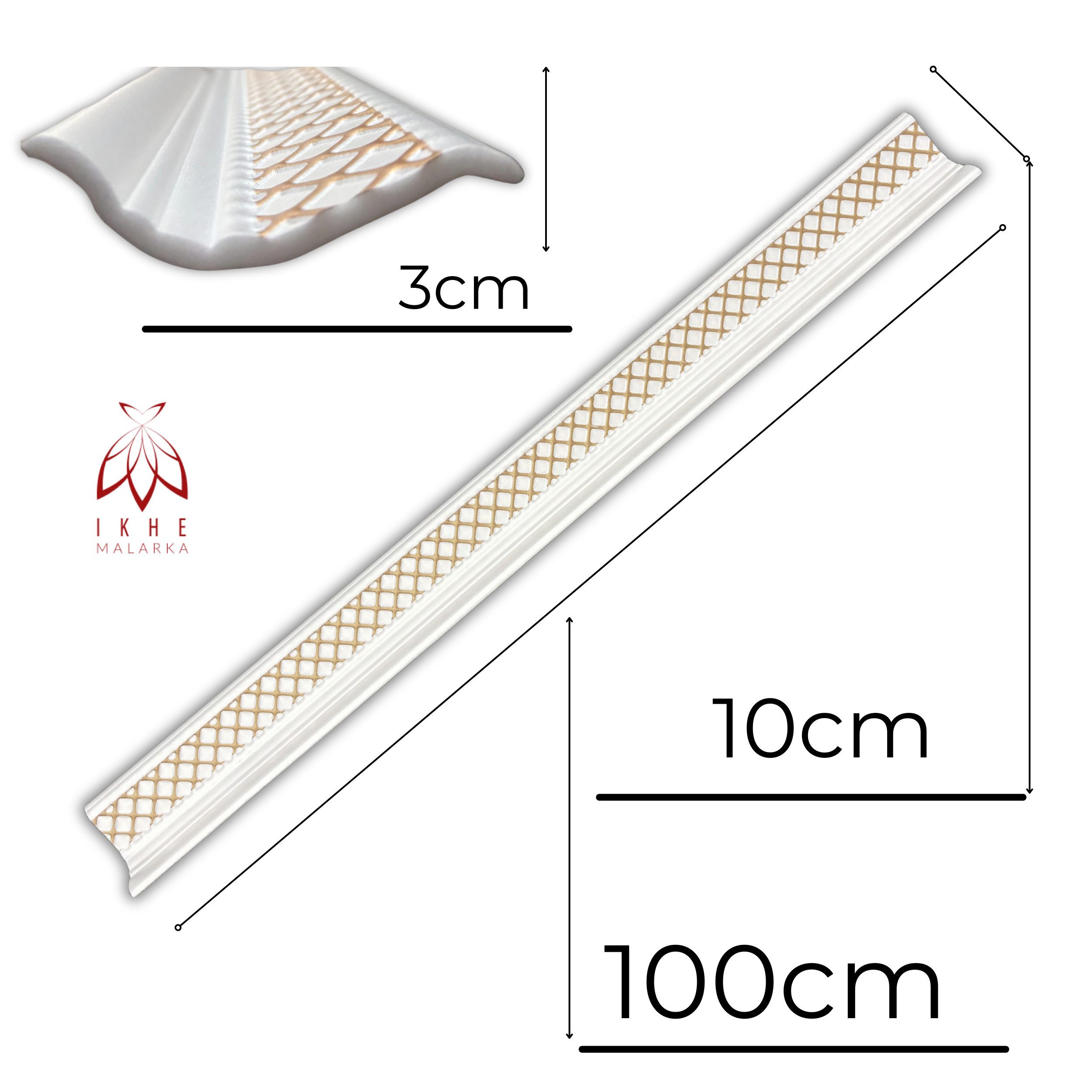IKHEMalarka Deckenleiste Stuckleisten aus XPS Polystyrol – weiße Zierleisten 1 Meter, Kleben Montagekleber (z. B. Pattex DK Flex 1000), 1 Stück = 1 Meter Länge, – Bild 5 von 5