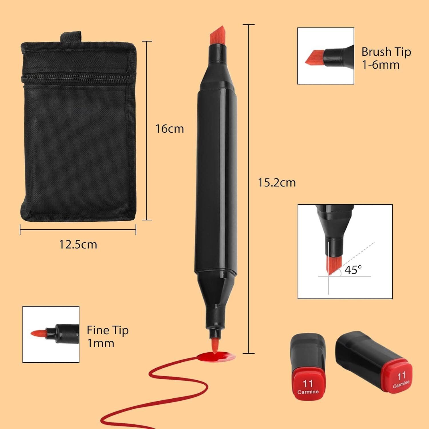 Youyijia Copic Marker 40 Farben Fine Art Marker Artist Zeichnen Doppelspitzen Set, (40-tlg)