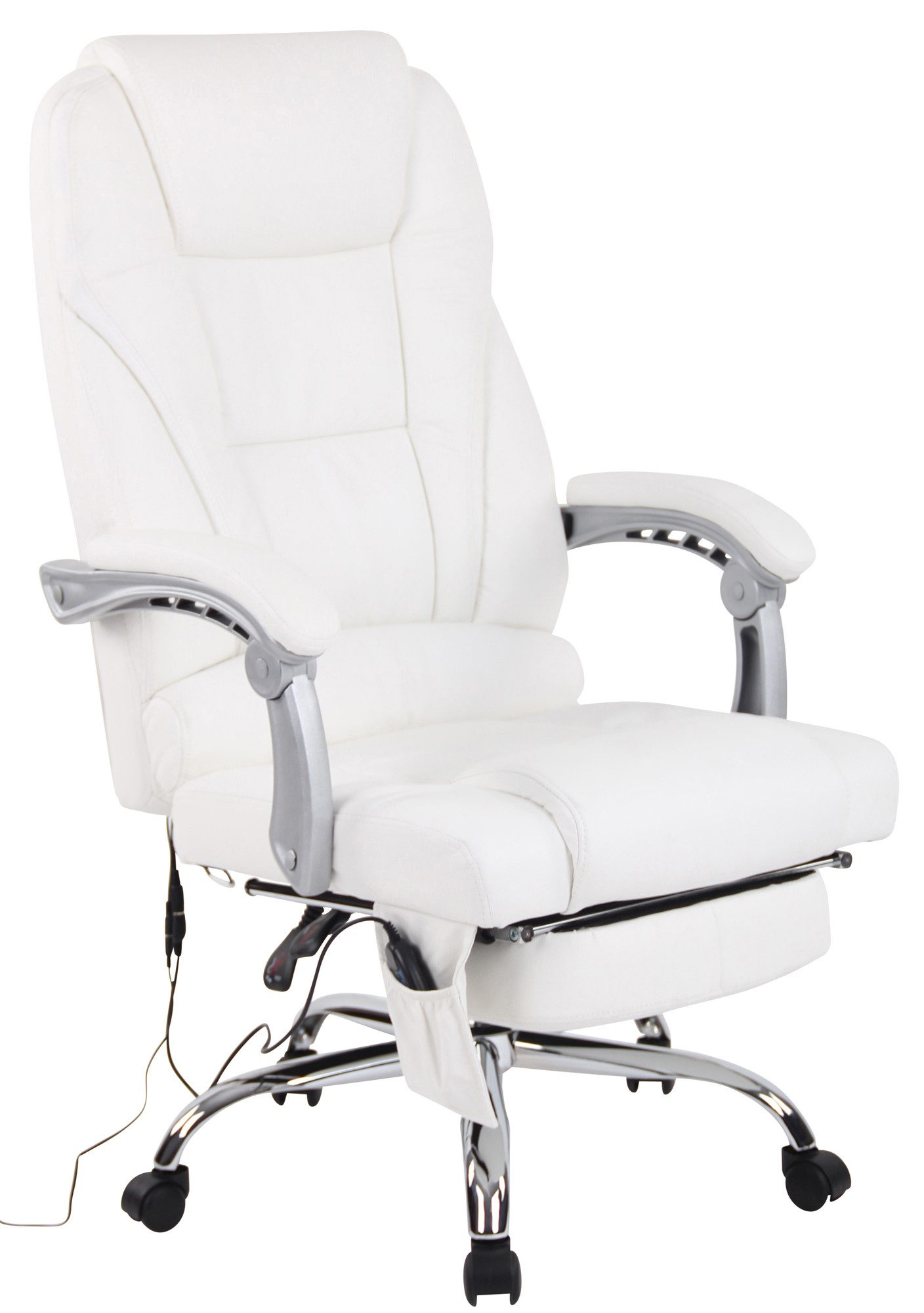 CLP Schreibtischstuhl Pacific Echtleder (1er), Massagefunktion, Fußablage