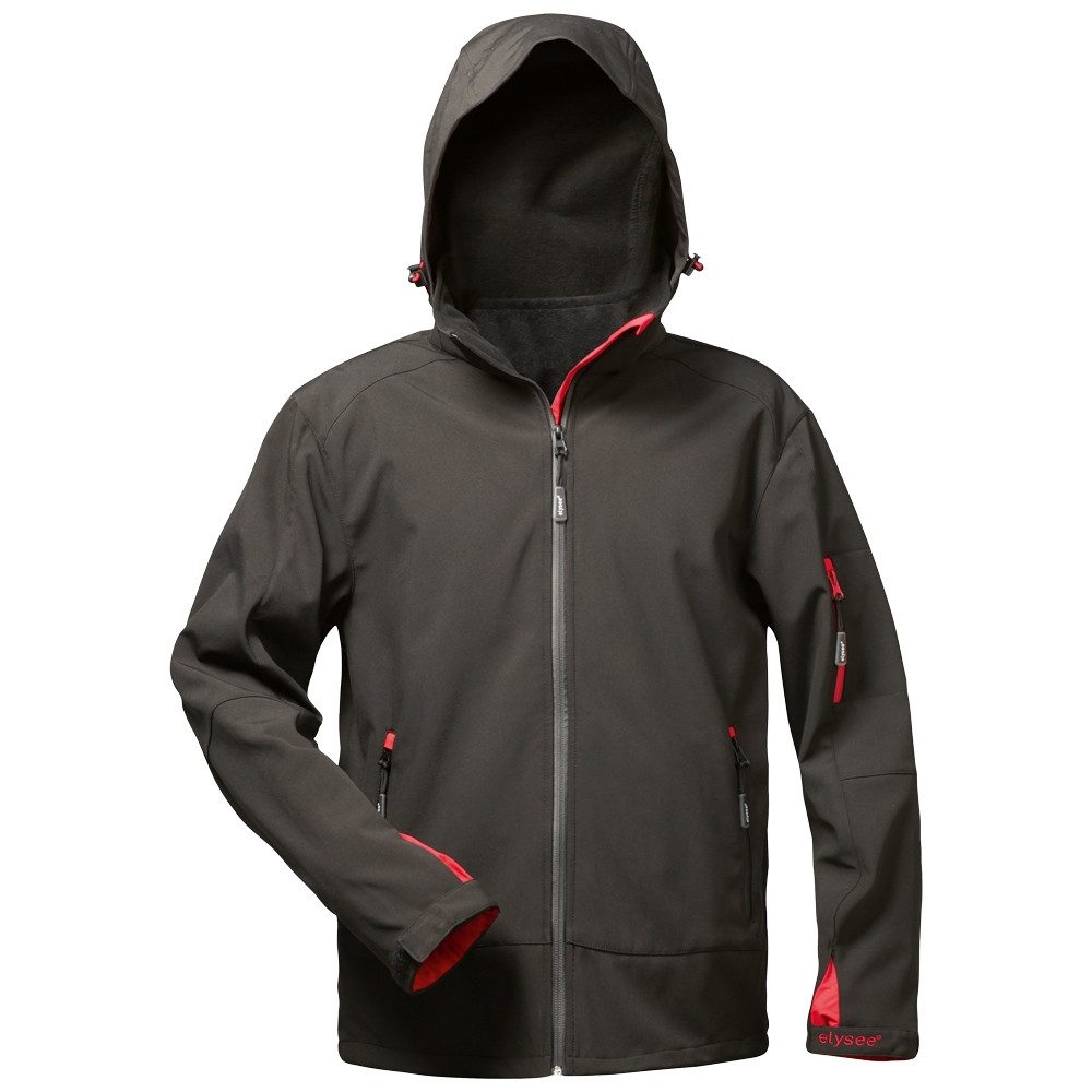 Elysee Schutzjacke ZETA Softshell-Jacke mit Kapuze, ELYSEE® Schwarz/Rot, Gr.XXXL