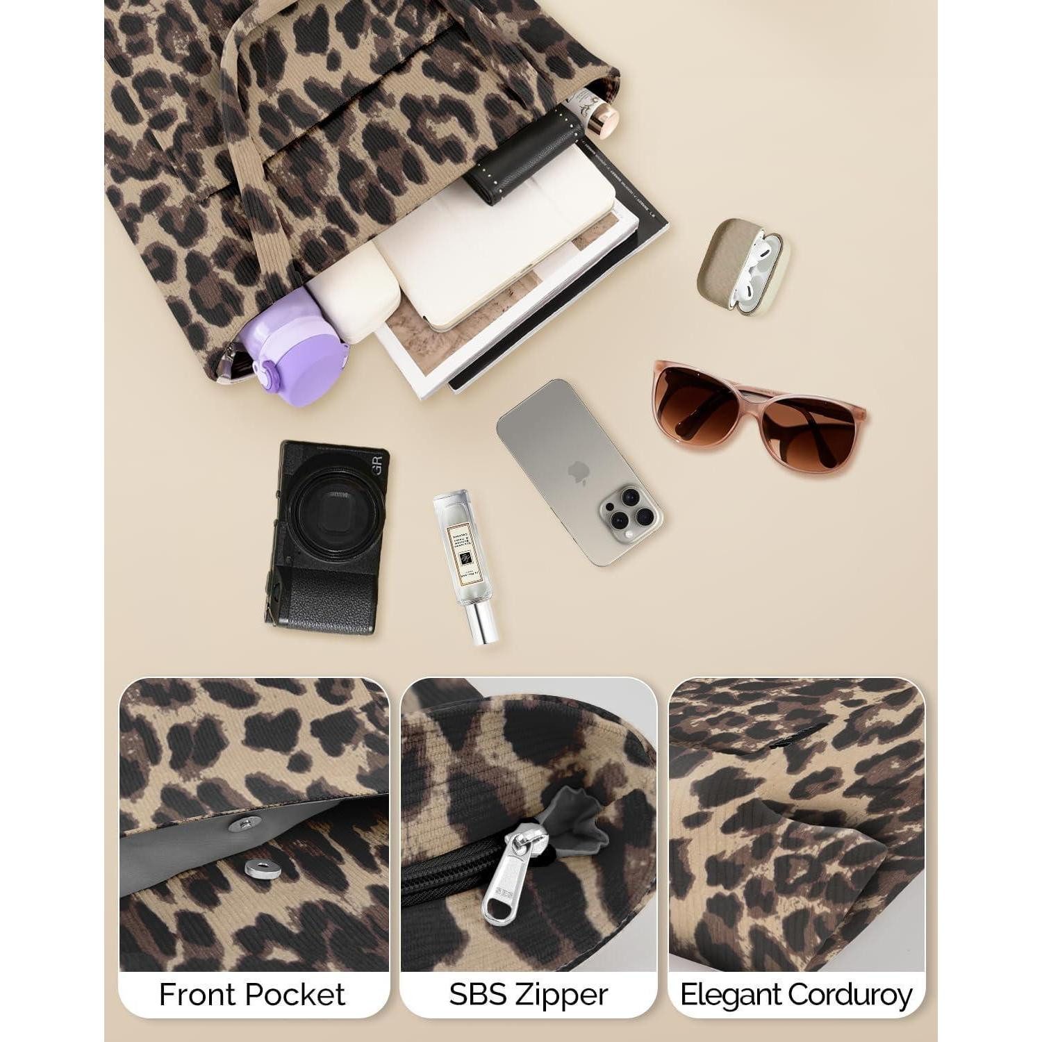 LuxusKollektion Shopper Handtasche Damen Shopper Umhängetasche Cord Leopard günstig online kaufen
