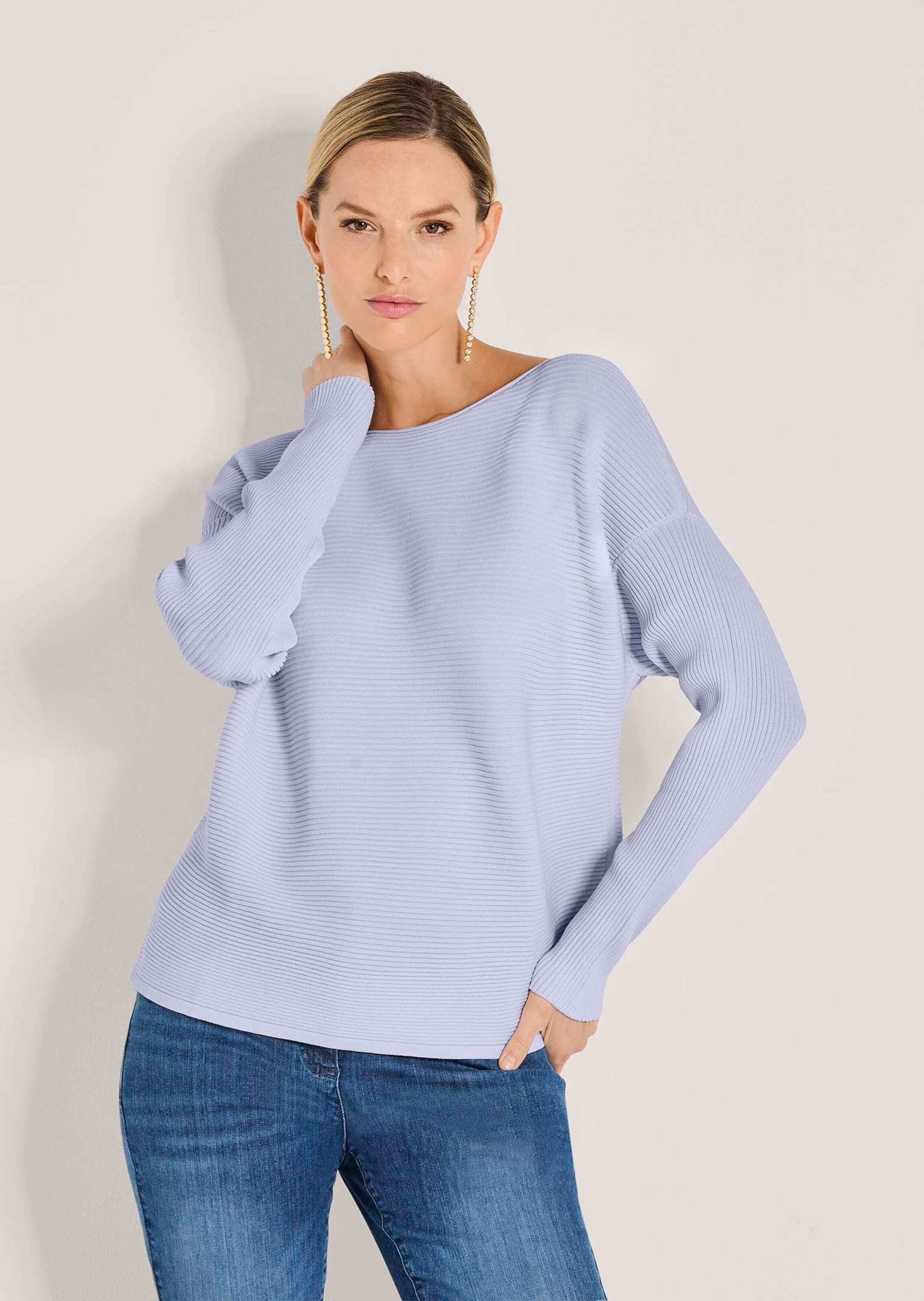 MADELEINE Strickpullover Lässiger Oversized-Pullover mit U-Boot-Ausschnitt Rippstrickpullover mit überschnittenen Schultern und Langarm