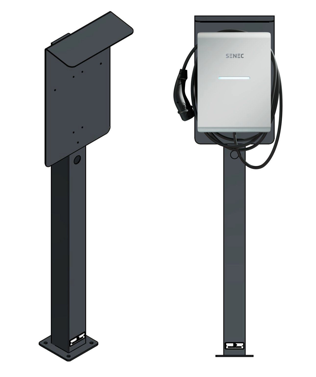 DIE-LADESÄULE.DE Ladesäule passend für Senec Pro S Wallbox mit Dach, Ständer, ... Elektroauto-Ladestation-Halterung, (2, 2-tlg., 100% Hergestellt in Deutschland, 100% Hergestellt in Deutschland)