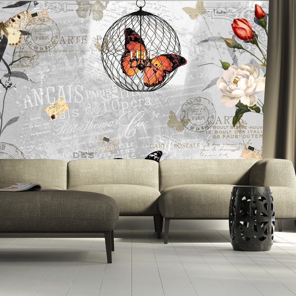 KUNSTLOFT Vliestapete Schmetterlinge Lied 2.5x1.75 m, halb-matt, lichtbeständige Design Tapete
