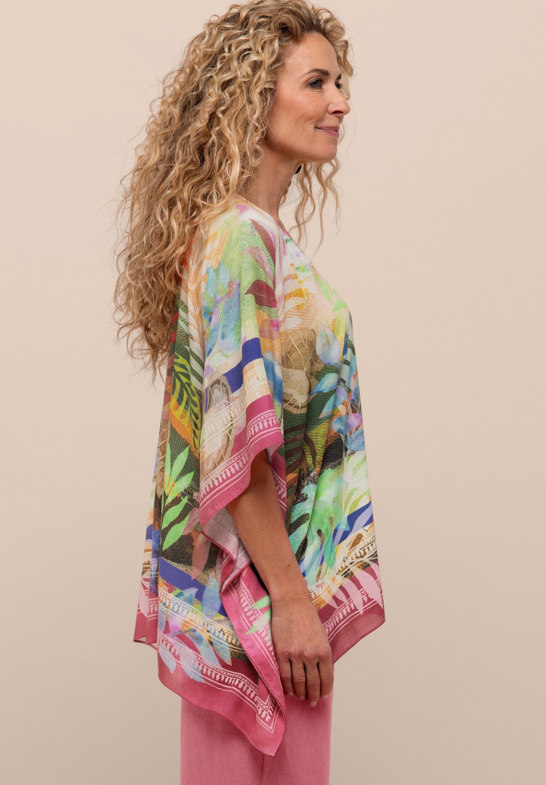 bianca Tunikashirt TUNIKA - Blusenkimono mit Tuch-Print und V-Ausschnitt - Damen