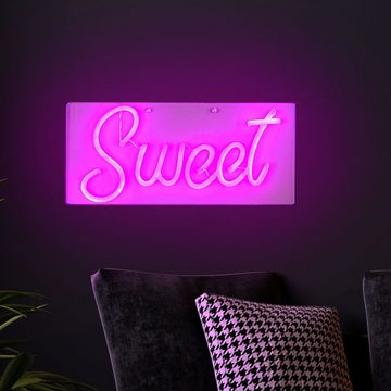 etc-shop Dekolicht, LED-Leuchtmittel fest verbaut, Neon Sign Sweet LED Schild Schrift Neonschriftzug Wand