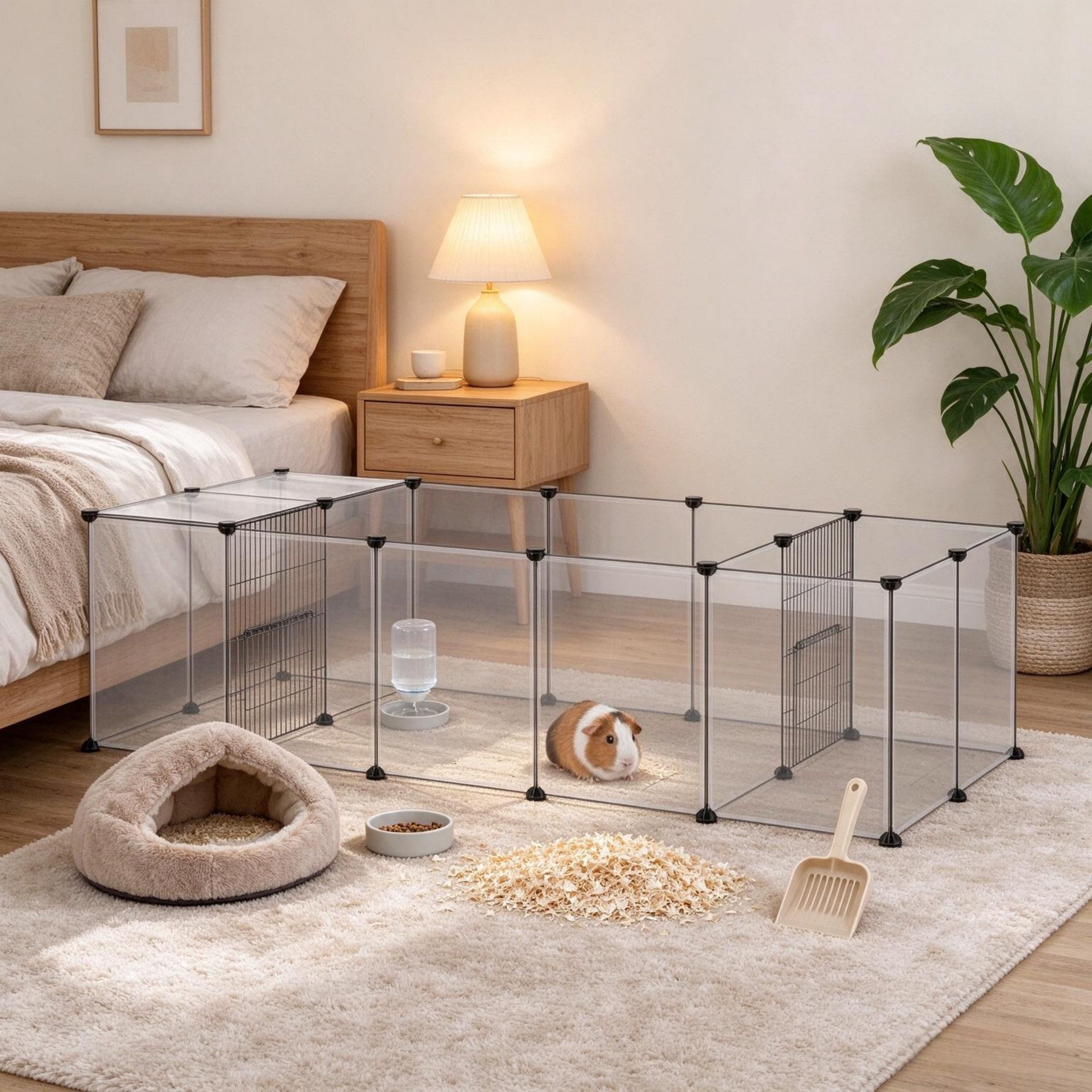 Fine Life Pro Zaunriegel Modulares Kleintiergehege mit 20 Paneelen, Auslaufgehege für kleine Haustiere