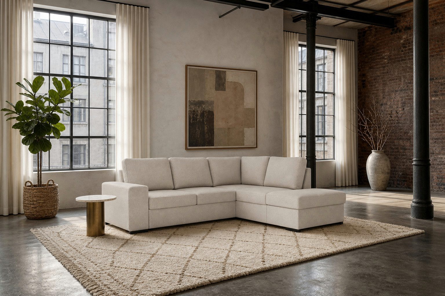 foamnova Ecksofa Salo, B 248 cm, mit Ottomane, für 5 Personen, Rückenteil statt zweiter Armlehne zum bequemen Anlehnen