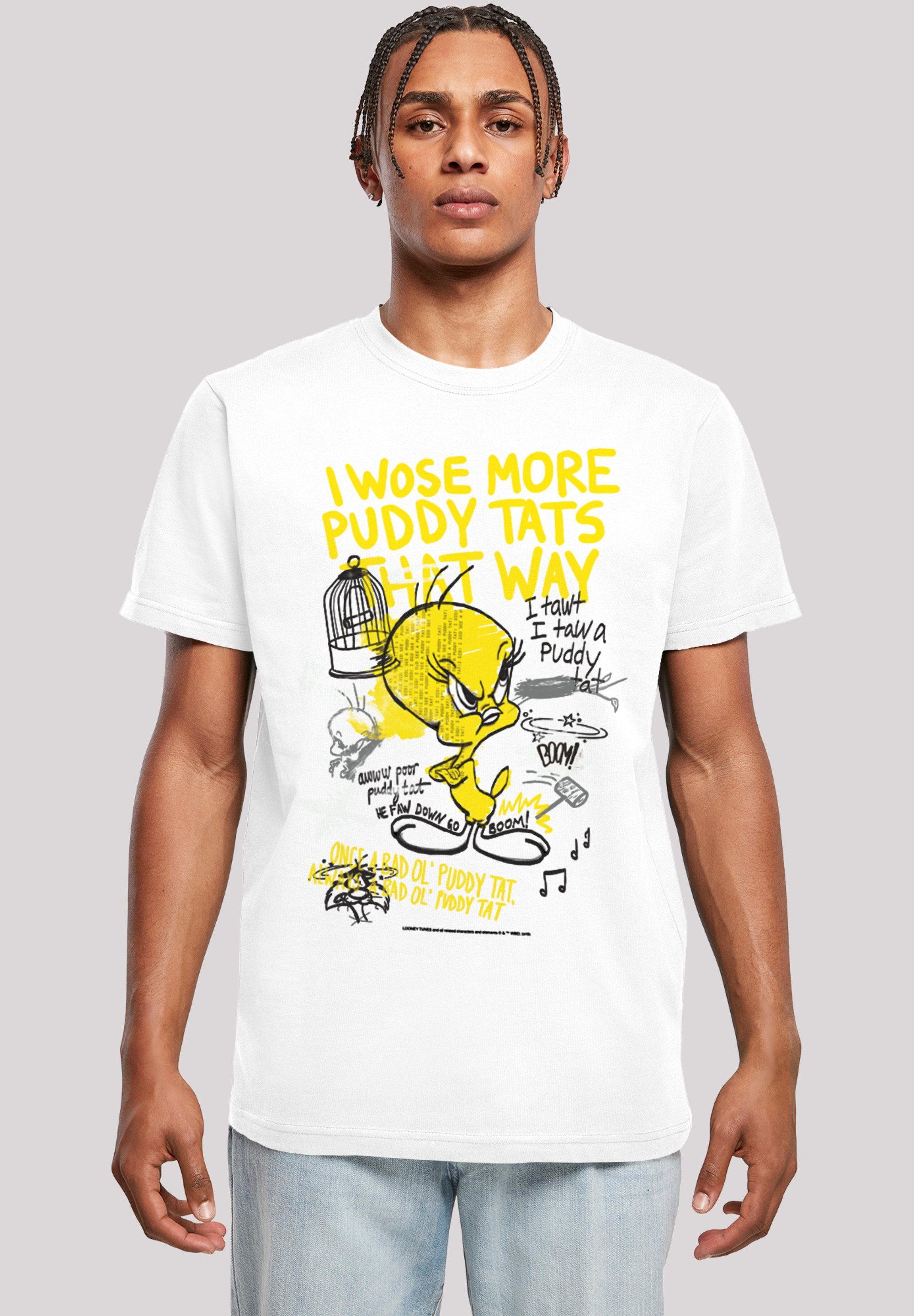 Tweety More Merch,Regular-Fit,Basic,Bedruckt Looney Pie T-Shirt Tats F4NT4STIC Tunes Herren,Premium Puddy