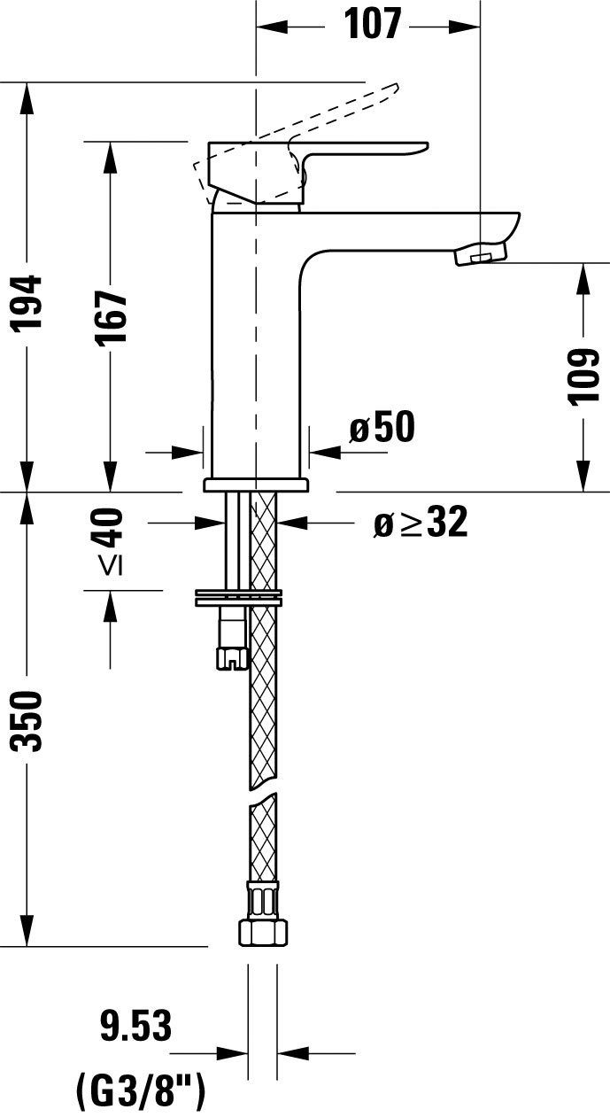 Duravit Waschtischarmatur A.1 Waschtischmischer, M AirPlus, 10,7 mit Größe Ausladung Chrom cm