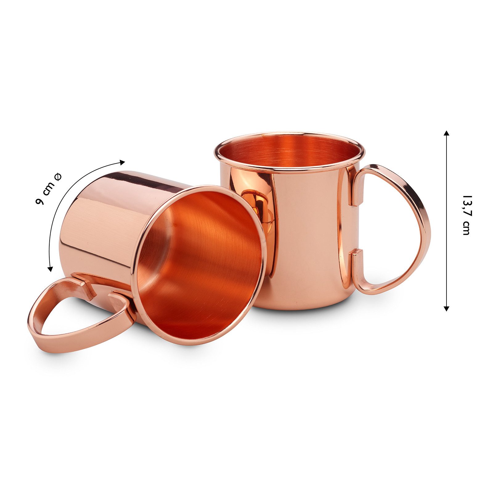 ECHTWERK Glas Moscow Mule Kupferbecher 2er Set, 2-tlg., Edelstahl, Cocktail-Set, Cocktailgläser, Geschenkset, 450 ml