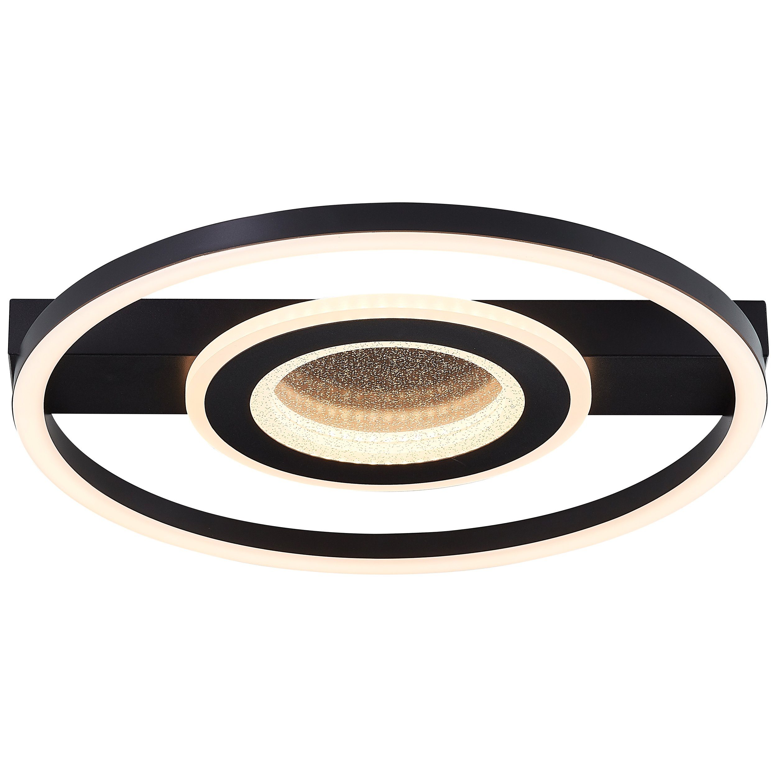 BreLight LED Deckenleuchte Queens, LED fest integriert, Warmweiß, 37 x 37 cm, 2400 lm, 3000 K, Glitzereffekt, schwarz