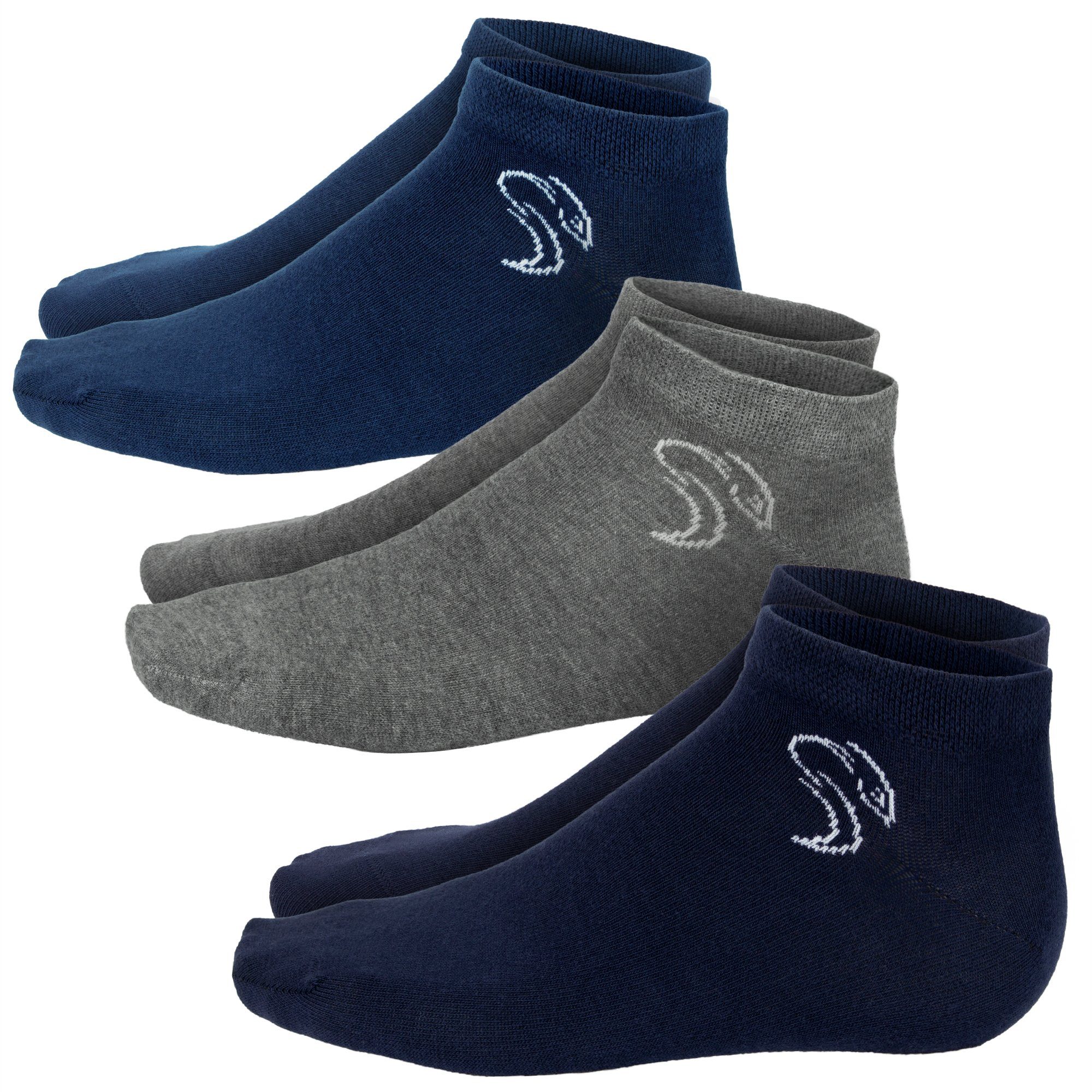 Black Snake Sneakersocken smooth style (3-Paar) dunkelblau-blau-grau