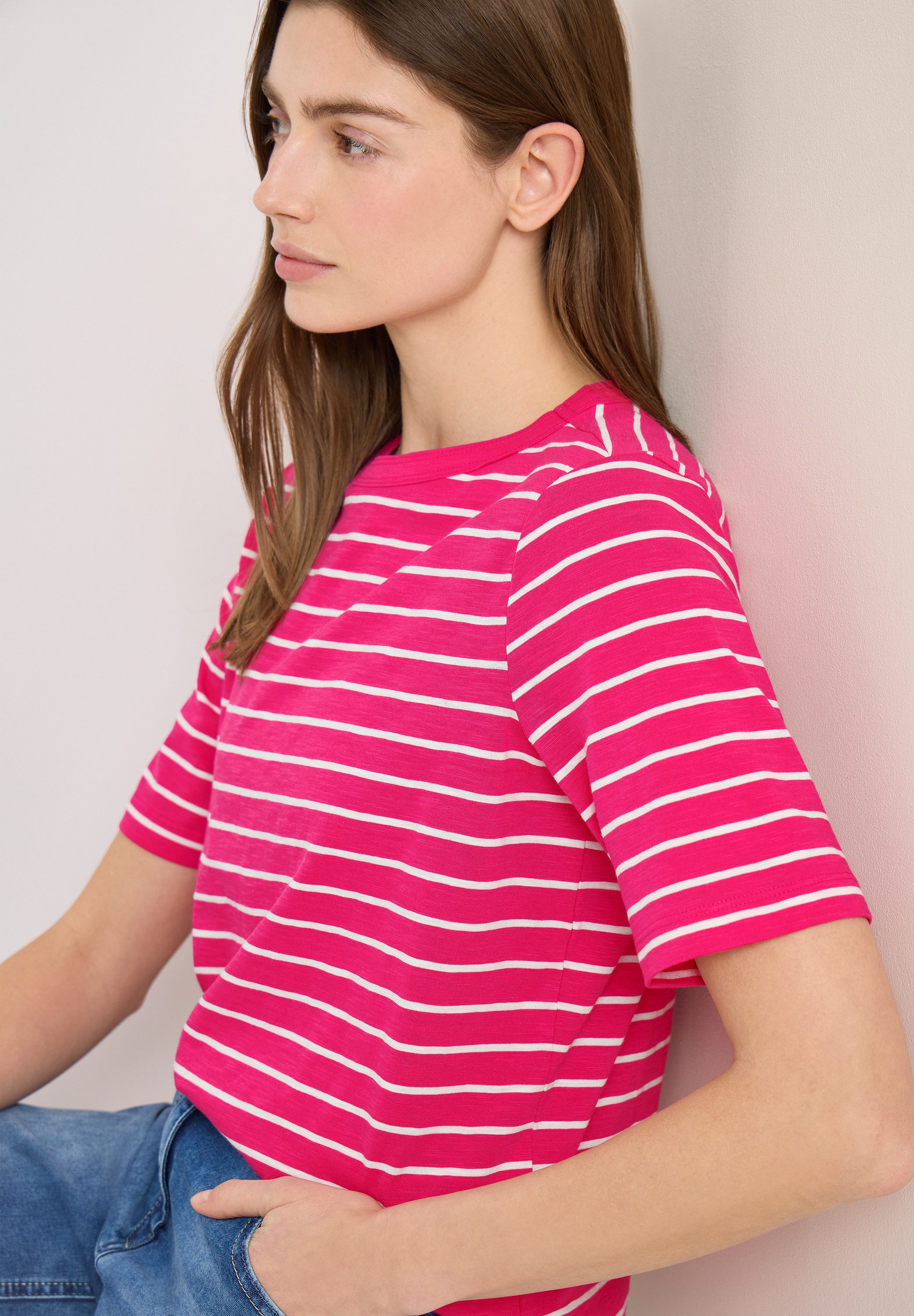 CECIL Rundhalsshirt Sommershirt im Streifen-Look günstig online kaufen