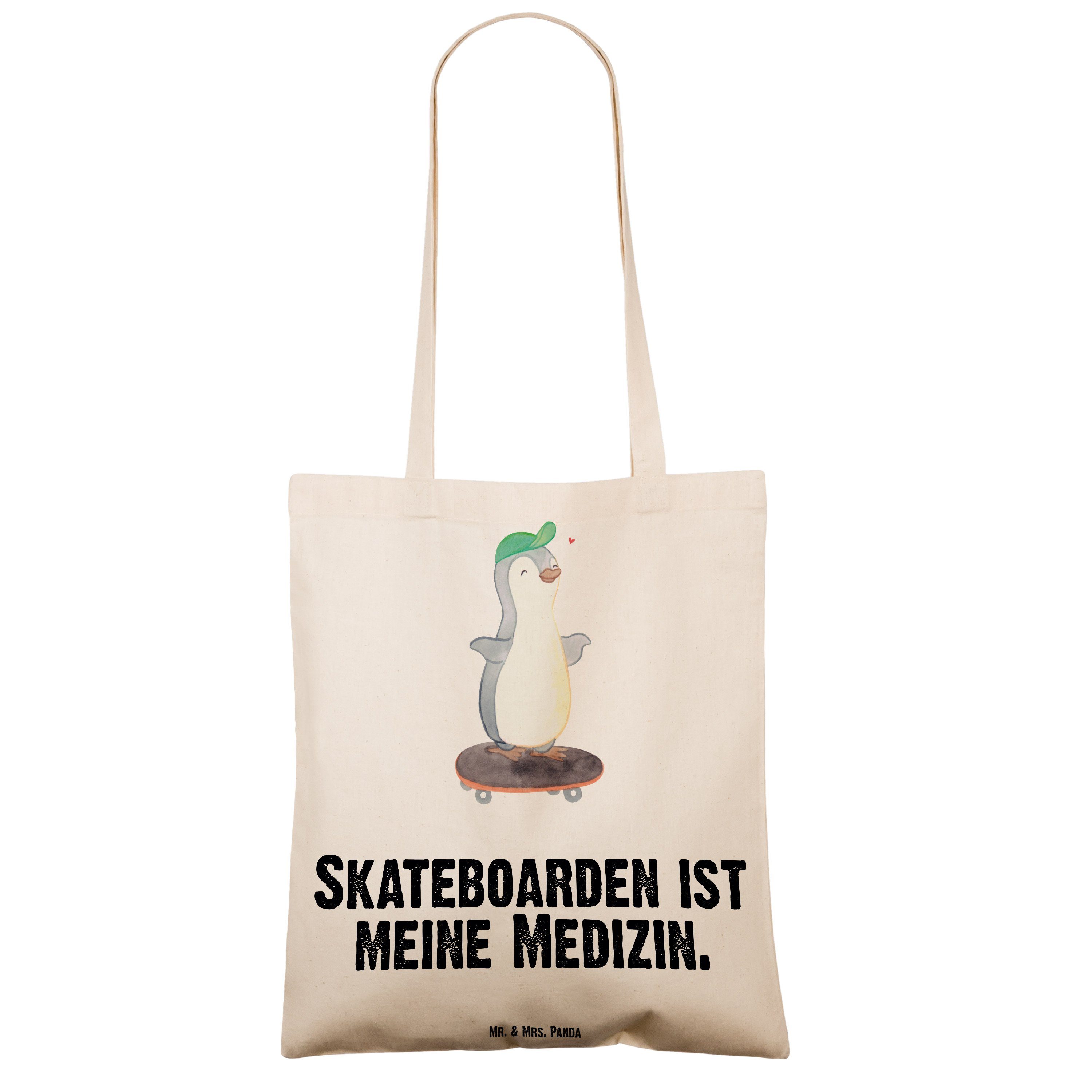 Medizin (1-tlg) Pinguin Tragetasche Geschenk, & Transparent - Mrs. fah Mr. - Skateboard Skateboarden Panda