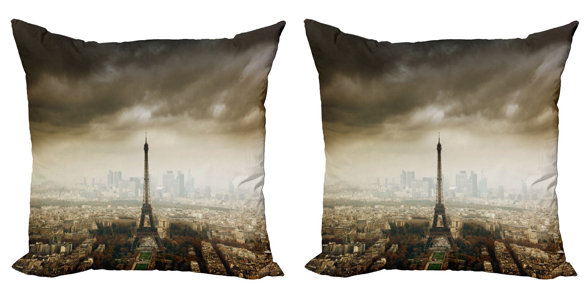 Kissenbezüge Modern Accent Doppelseitiger Digitaldruck, Abakuhaus (2 Stück), Eiffelturm Paris Skyline der Stadt