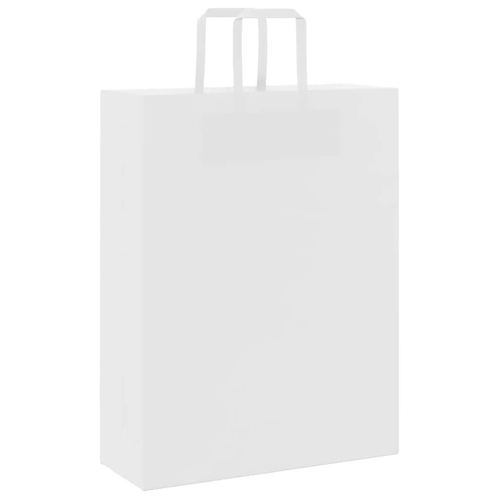 vidaXL Tragetasche, Papiertragetaschen 250 Stk. mit Henkeln Weiß 32x12x42 cm