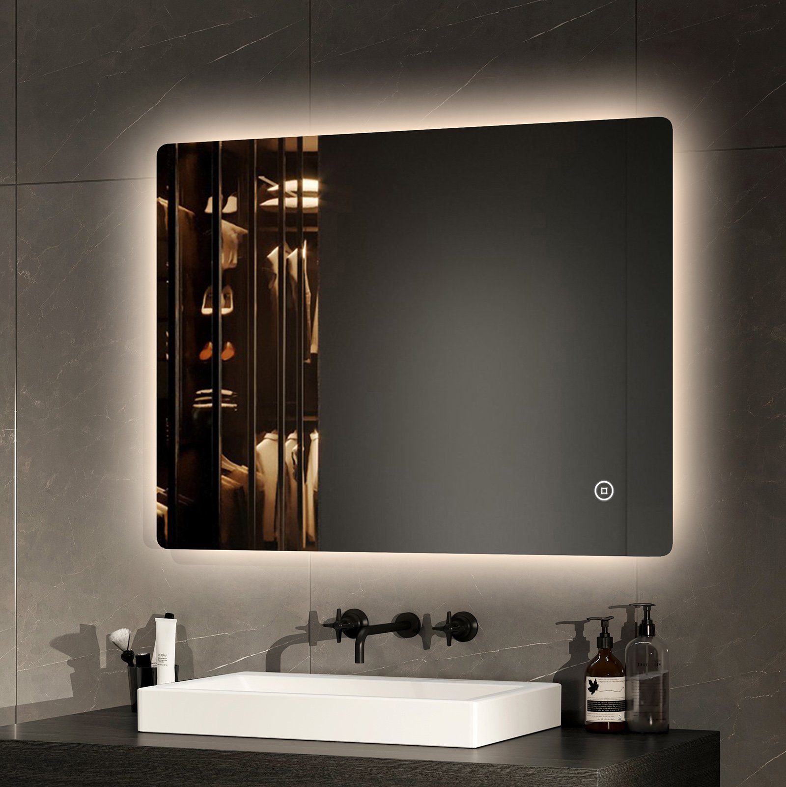 EMKE Badspiegel mit LED Beleuchtung Badezimmerspiegel günstig online kaufen
