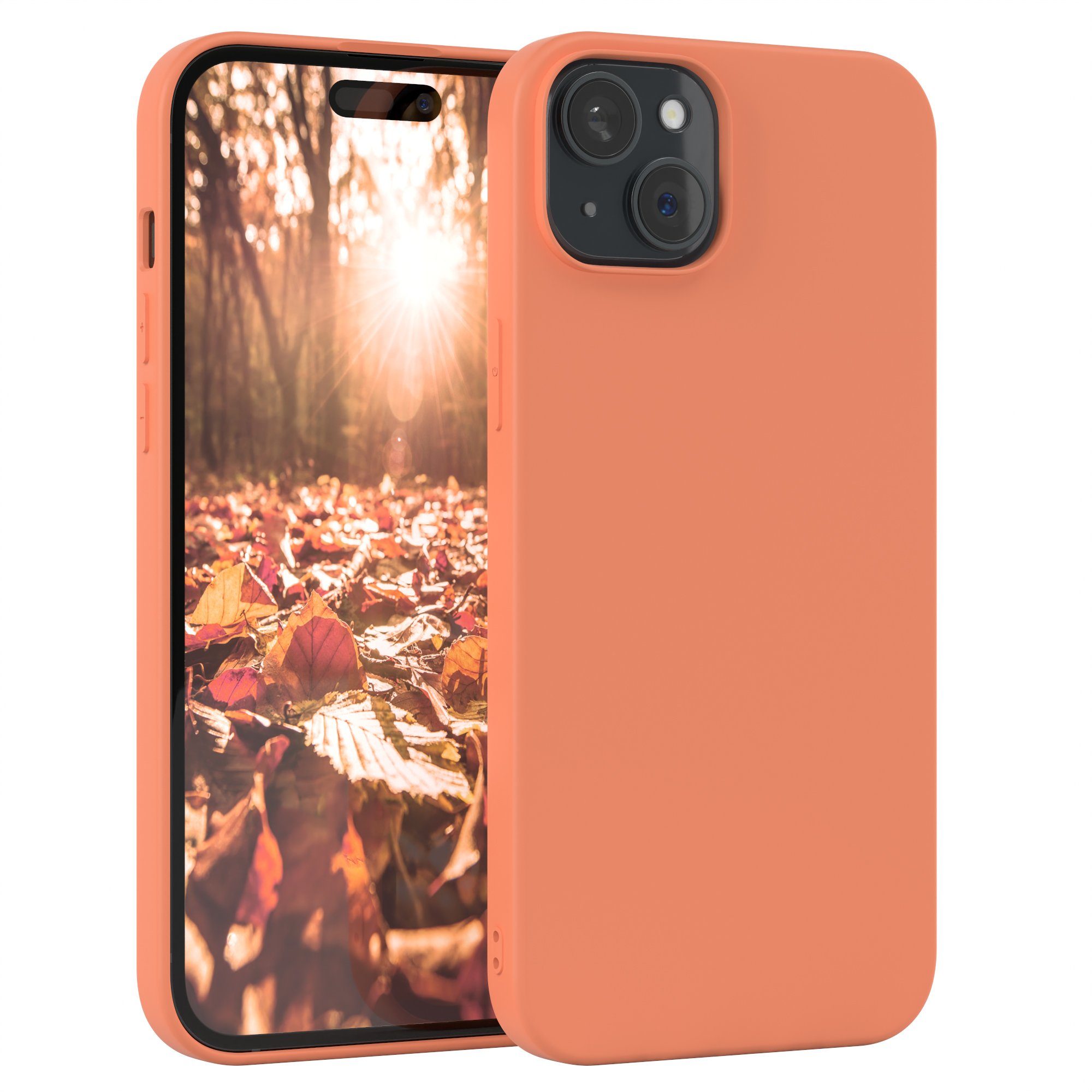 EAZY CASE Handyhülle für Apple iPhone 15 Plus Hülle Silikon 6,7 Zoll, Schutzhülle mit Kameraschutz Telefonhülle elastisch Bumper tpu Orange