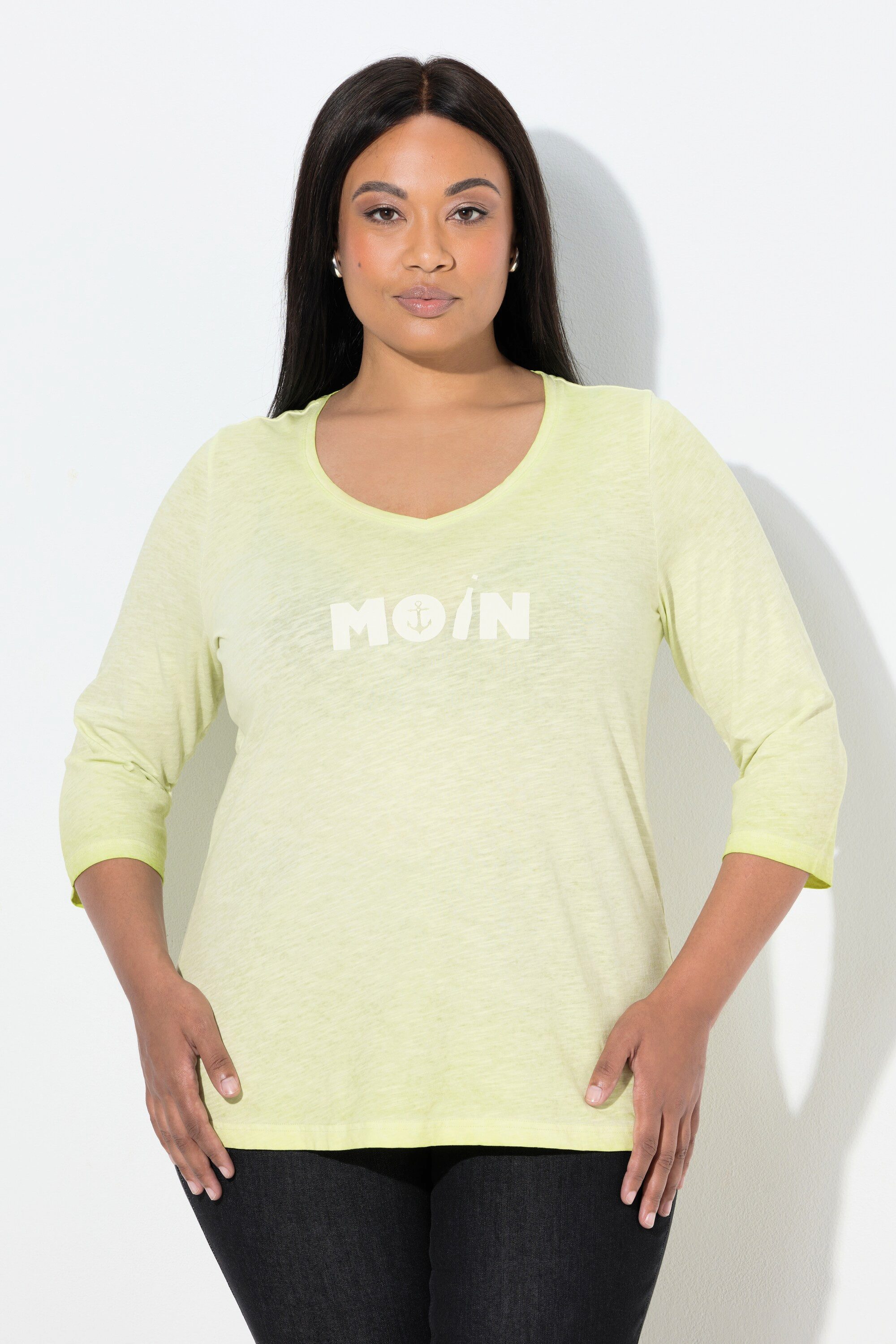 T-Shirt Shirt Moin V-Ausschnitt 3/4-Arm