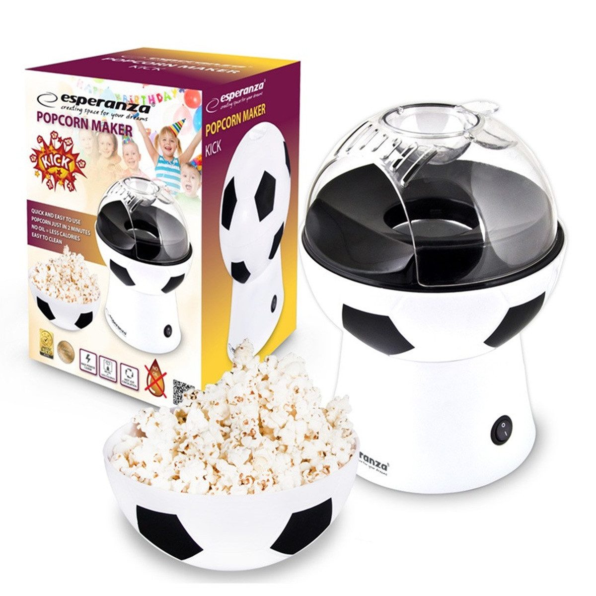 Esperanza Popcornmaschine Esperanza Kick Popcornmaschine Heißluft Popcornmaker