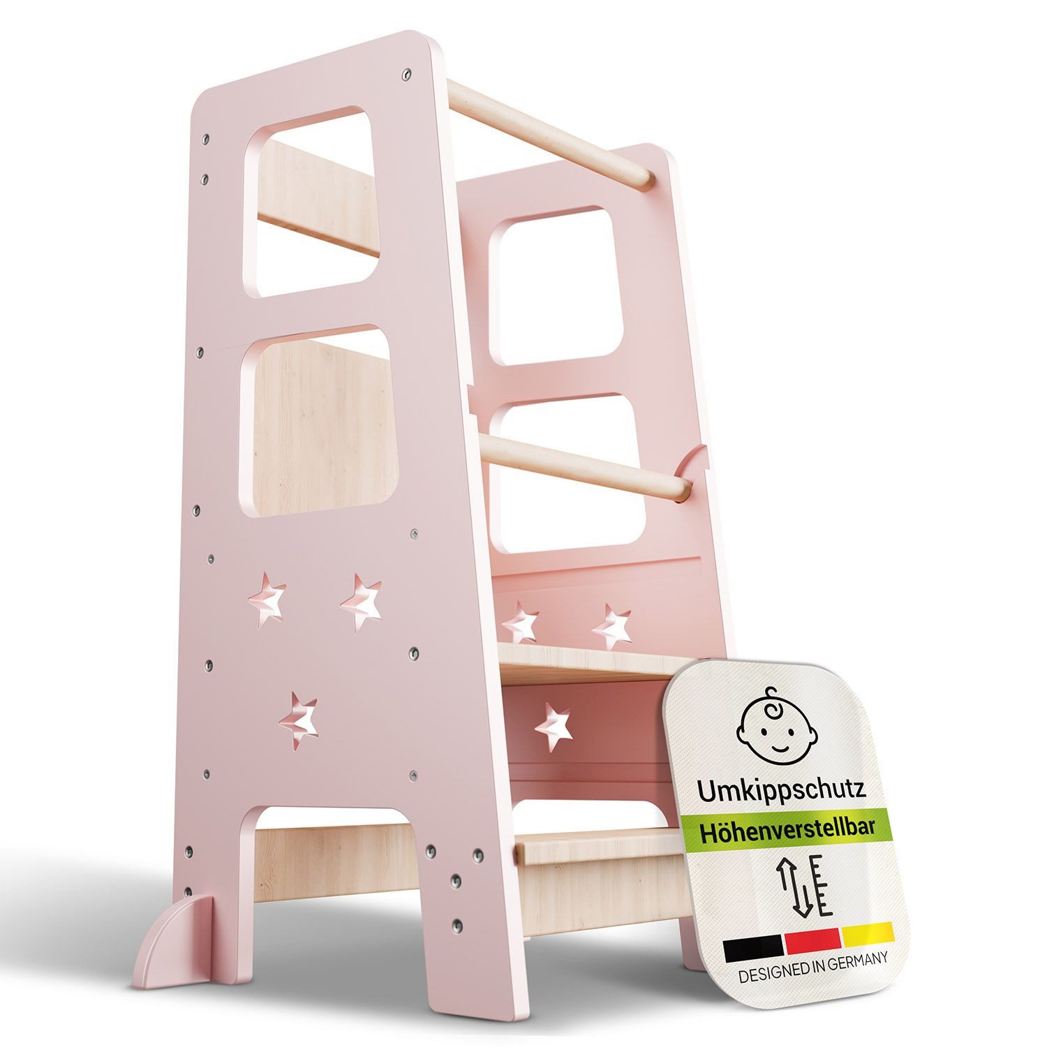 Juskys Stehhilfe Henny, Lernturm, 3-fach höhenverstallbar, mit seitlichem Umkippschutz