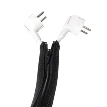 LogiLink Geflechtschlauch KAB0047, flexibler Kabelschutz mit Reißverschluss, 2 m, Kabelschlauch
