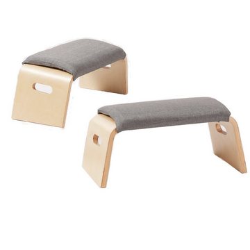 Homfa Fußstütze Fußhocker, 2er Set Fußablage, vielseitiger Sitzhocker, mit Kissen, aus Massivholz